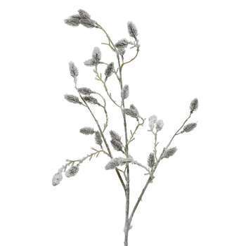 Fleur artificielle : Tige branche avec neige - H.