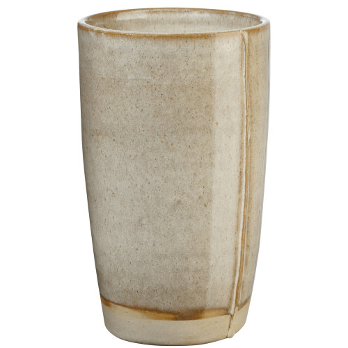 Vase Verana en grès, coloris beige - H. 18cm