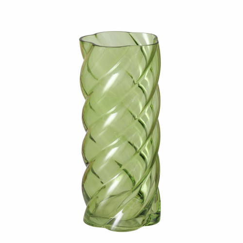 Vase Curvo, en verre laqué, coloris vert - H. 30xD