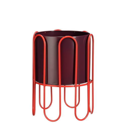 Pot Dione en fer, coloris rouge - H. 35xD. 25,5cm