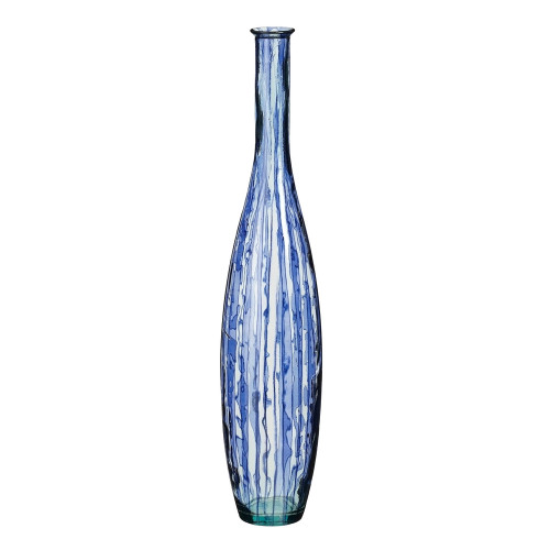 Vase en verre recyclé 'Palermo', coloris bleu - H.