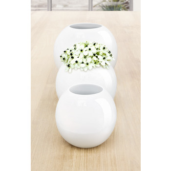 Vase BALLS blanc brillant h11cm dia14cm