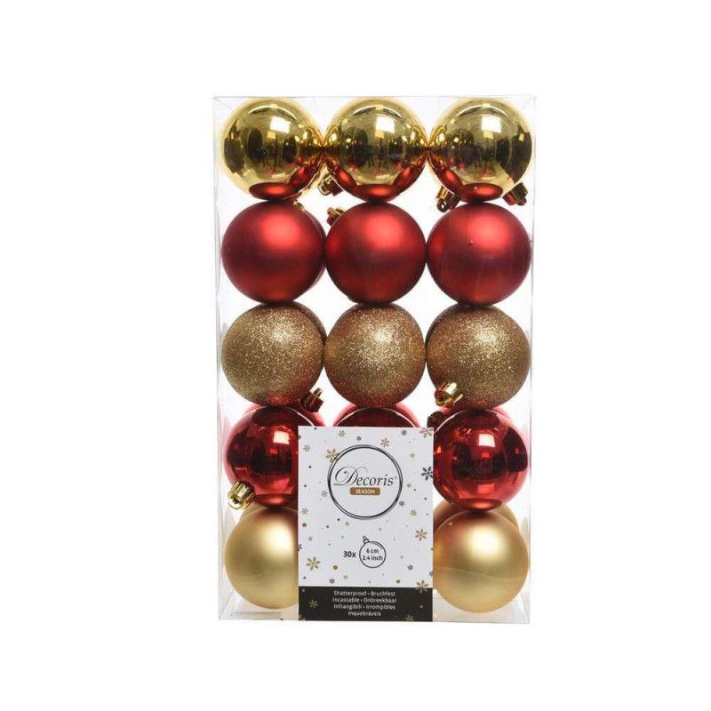 Boules de noël décoratives pour sapin, rouges et d