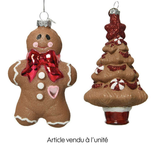 Suspension pour sapin : Figurine de Noël en verre,