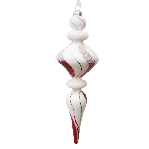 Suspension de Noël en verre : à rayures, coloris r