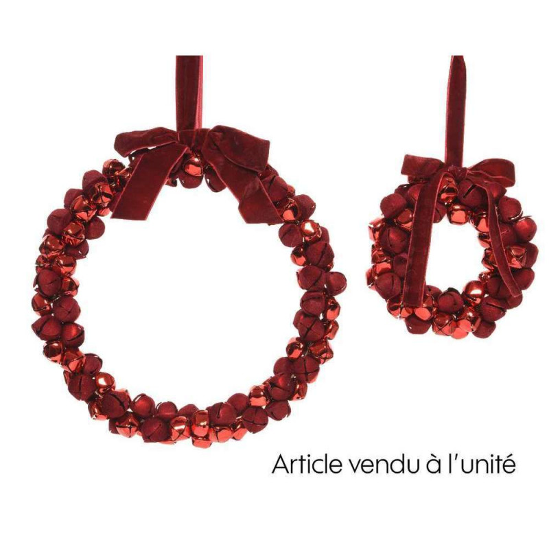 Suspension de Noël en métal : couronne, coloris ro