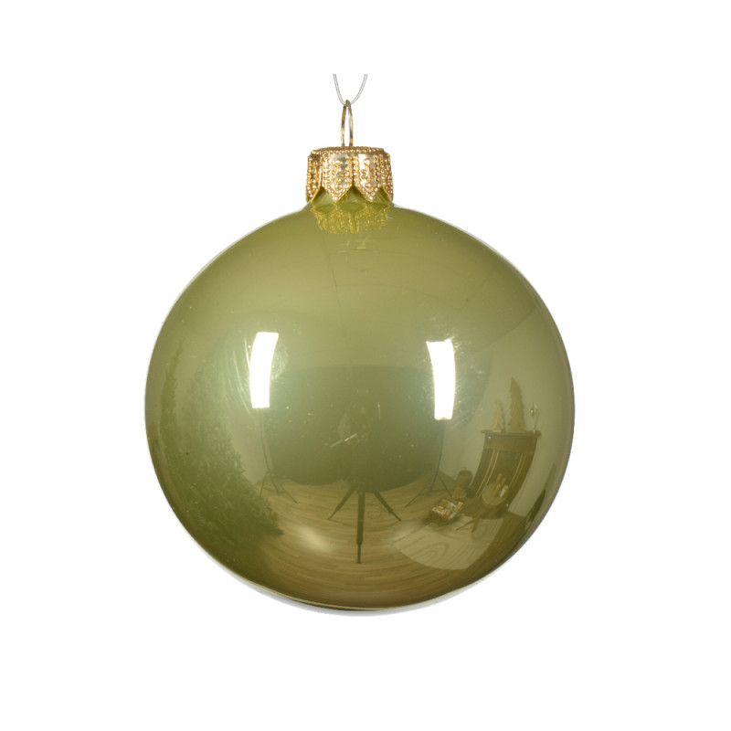 Boule verre email pistache D 7 cm