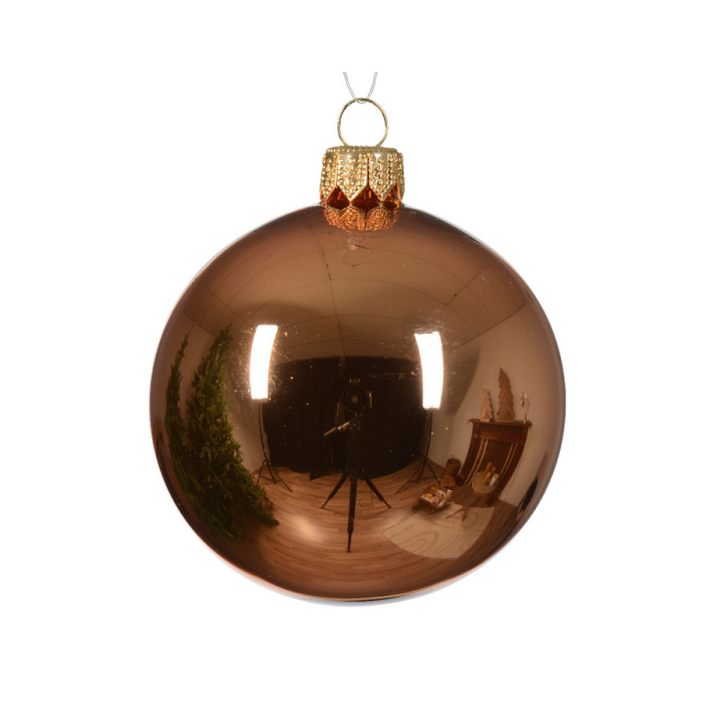 Boules verre brillant cuivre rouge D 7 cm