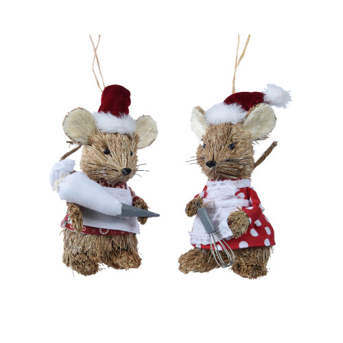 Suspension souris herbe cuistot h 6 cm