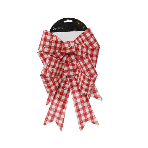 Nud polyester vichy rouge/blanc - H. 29cm