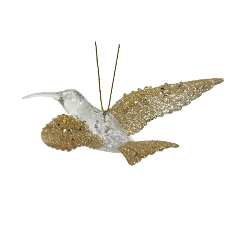 Suspension de Noël : colibri transparent et paille