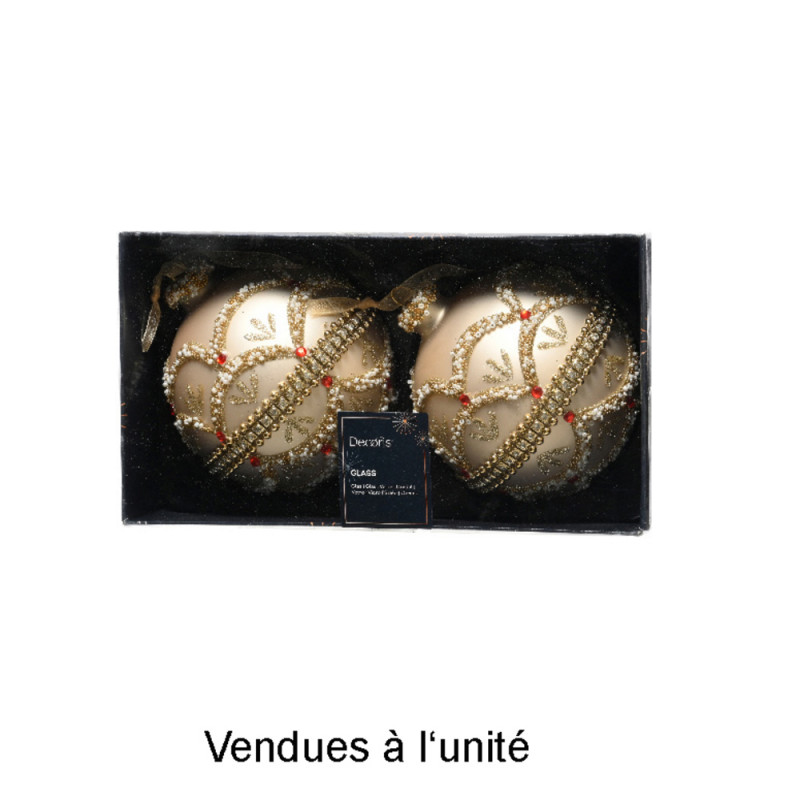 Boule de Noël en verre avec perles et paillettes -