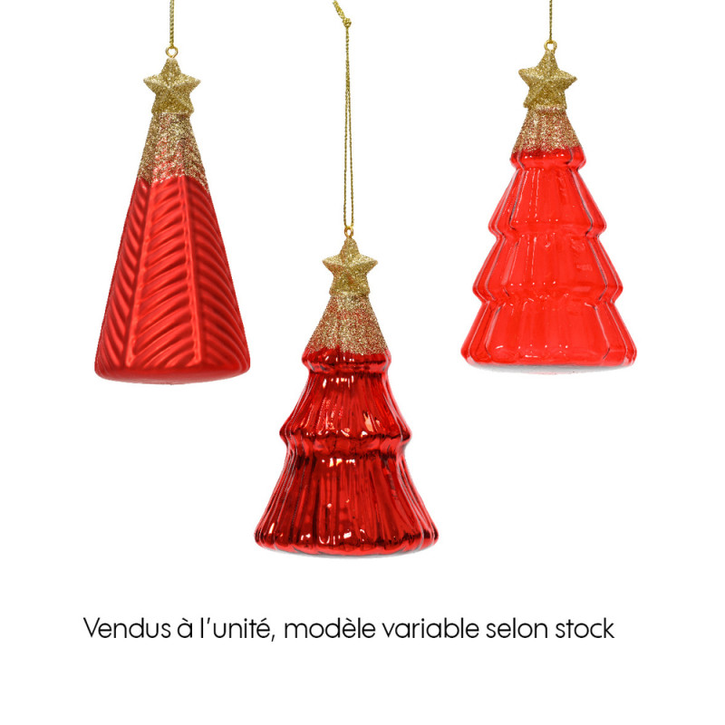 Suspension de Noël : sapin en verre avec étoile, c