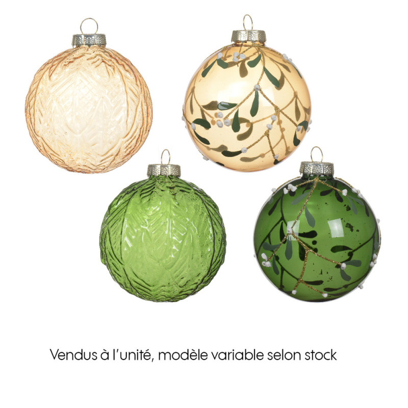 Boule de Noël en verre, avec motif en relief - D.