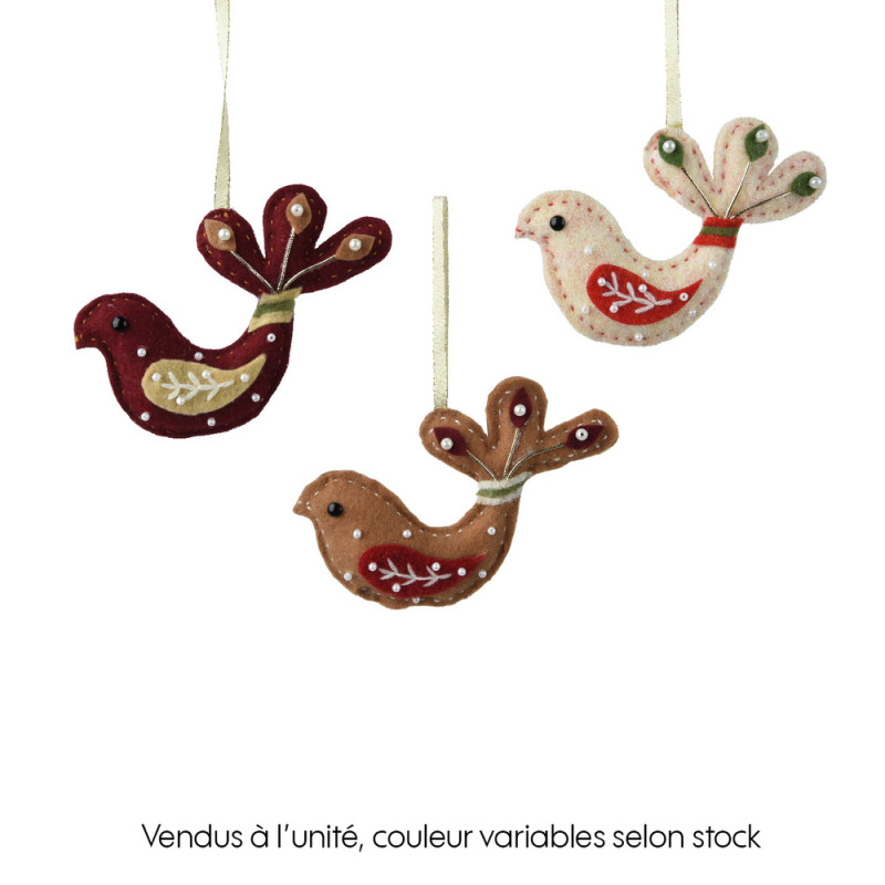 Suspension de Noël : oiseau polyester avec perles