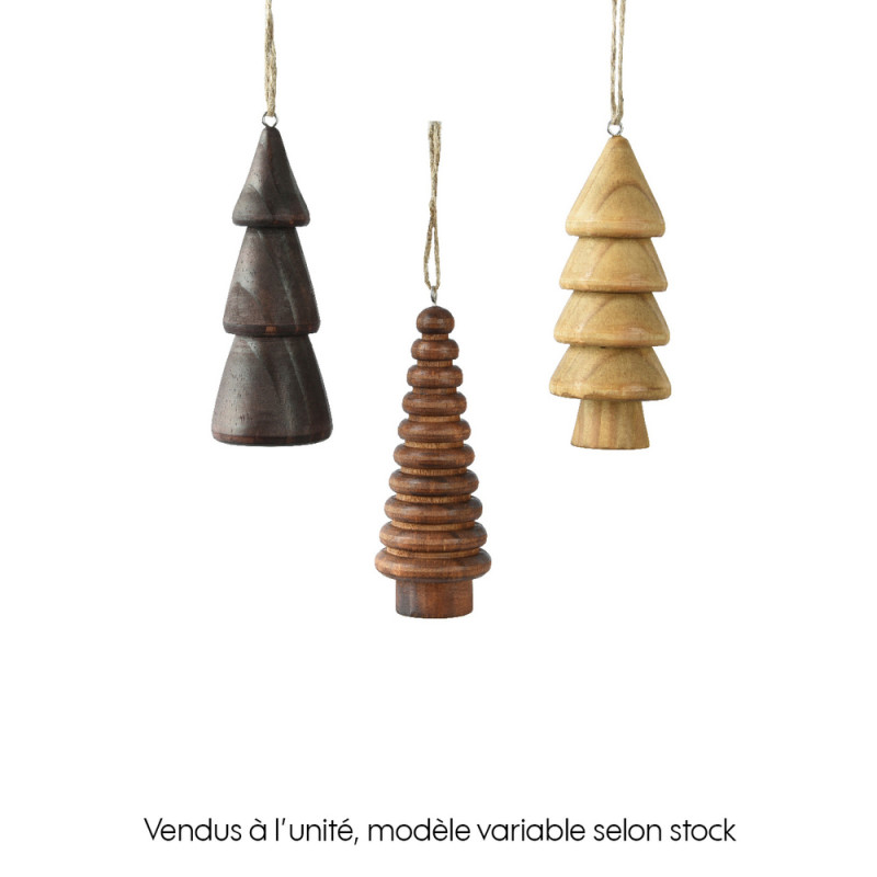 Suspension de Noël : petit sapin en bois de pin -