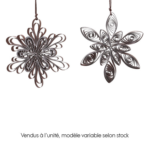 Suspension de Noël : Fleur en papier, coloris brun