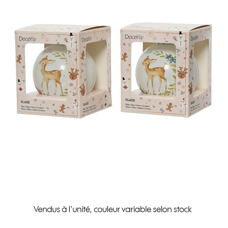 Boule de Noël en verre : 'cerf, mon premier Noël'