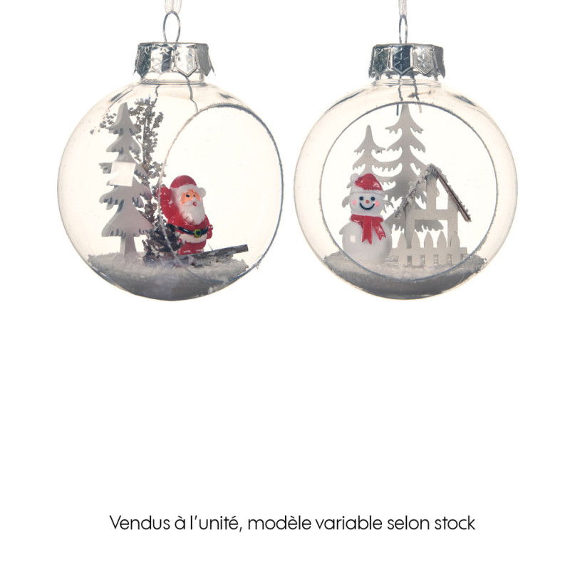 Boule de Noël, motif Paysage transparent - D. 8cm