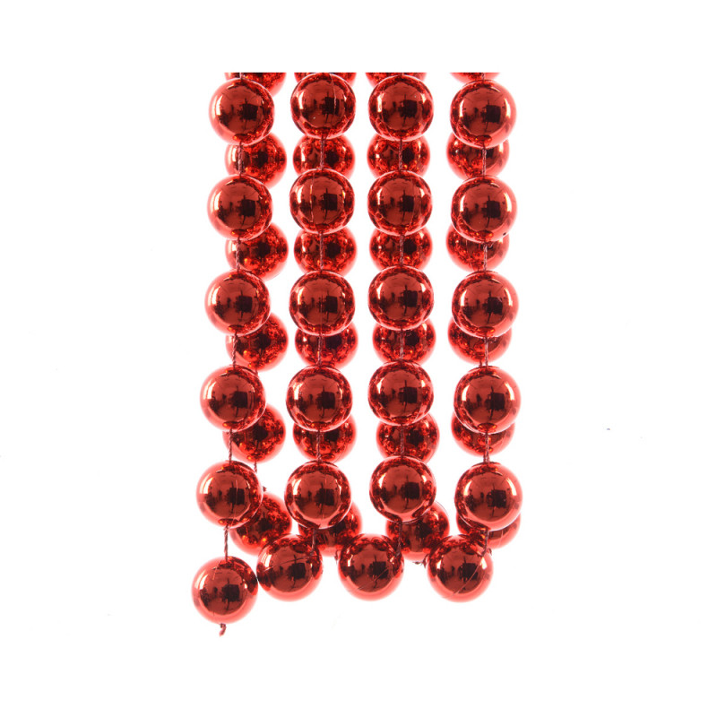Guirlande de perles rouges 2,70m