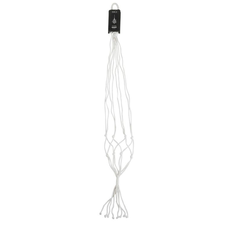 Suspension en macramé pour pot, coloris blanc - H.