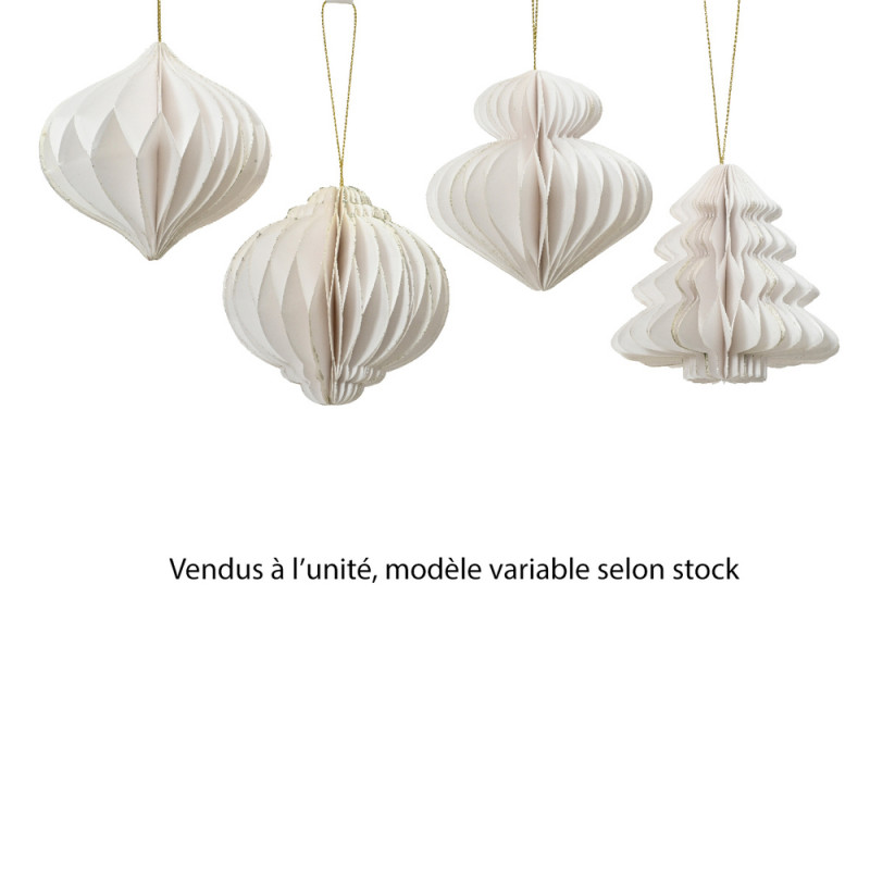 Suspension figurine papier - coloris blanc - D8. H