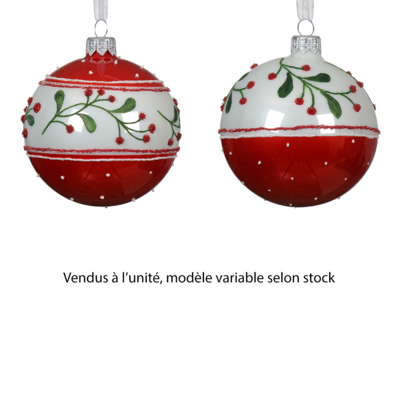 Boule de Noël en verre : pourtour baies, coloris b