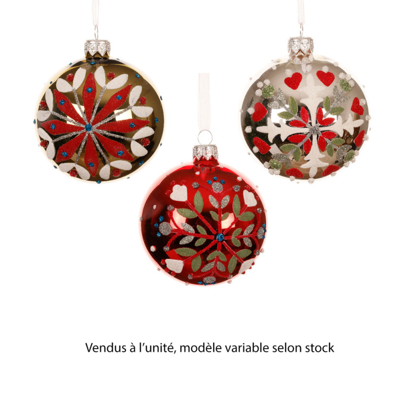 Boule de Noël en verre : motif folklore, modèles v