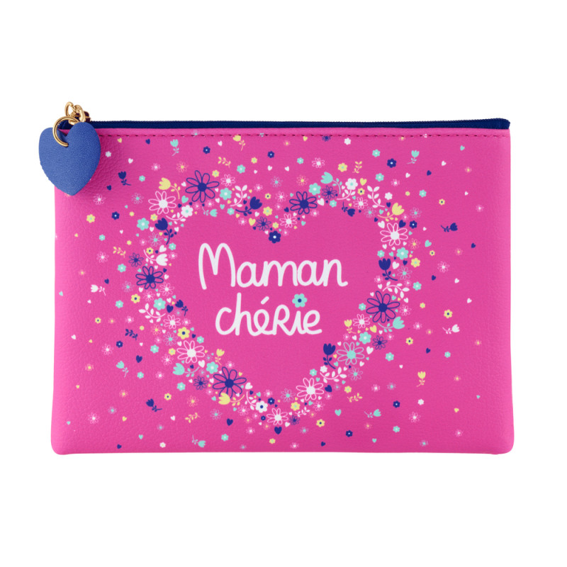 Trousse 'Maman chérie', coloris rose - L. 20xl. 14
