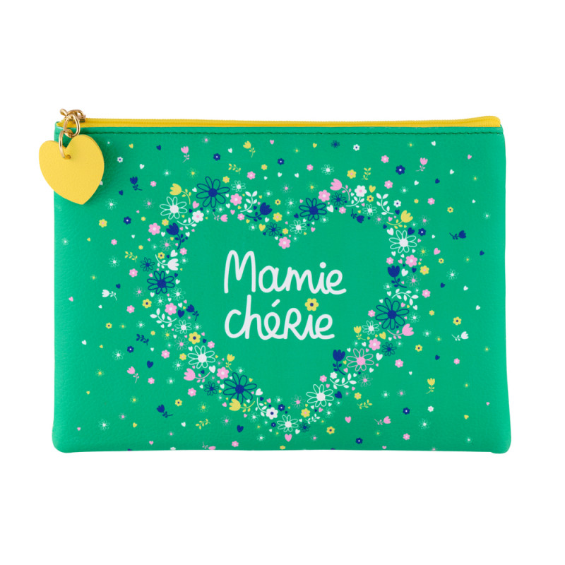Trousse 'Mamie chérie', coloris vert - L. 20xl. 14