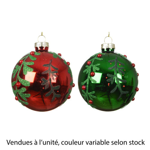 Boule de Noël en verre 'Feuille', coloris variable