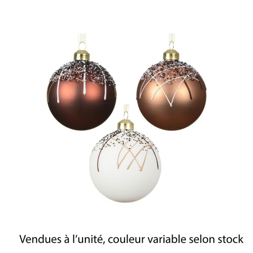 Boule de Noël en verre : perle, coloris variables