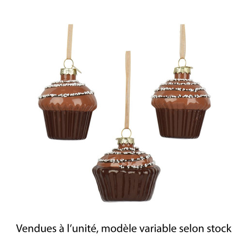 Cupcake en verre à suspendre, coloris marron - mod