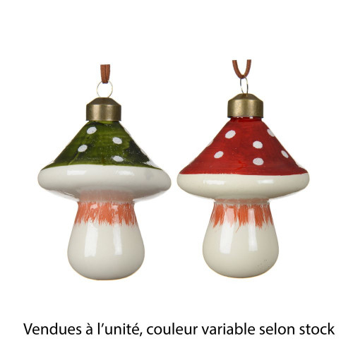 Suspension de Noël en verre 'Champignon', coloris