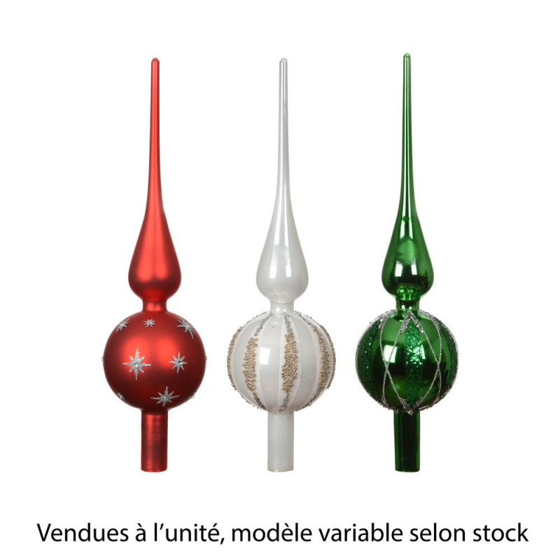 Cimier de Noël en verre pailleté, modèle variable