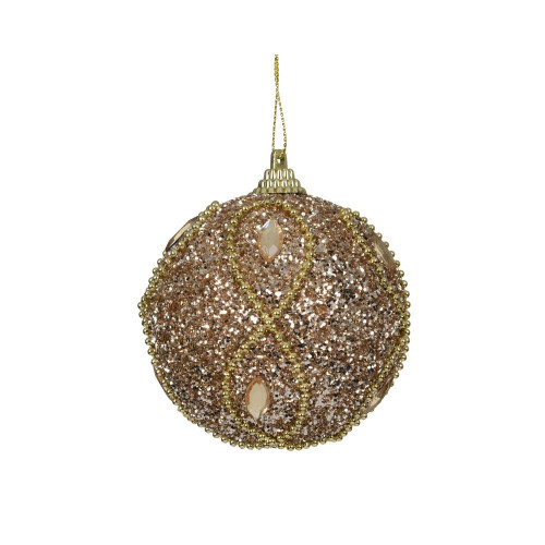Boule de Noël pailletée, coloris or - D. 8cm