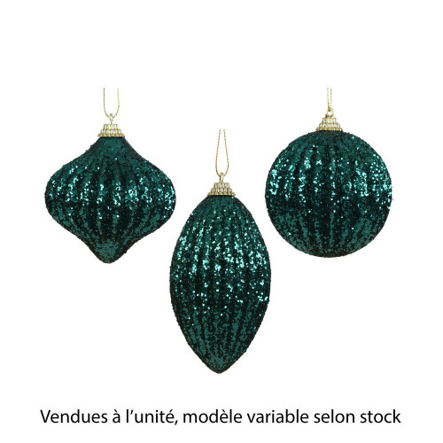 Boule décorative avec paillettes émeraude, modèle