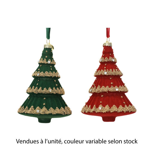 Sapin de Noël en verre à suspendre, coloris variab