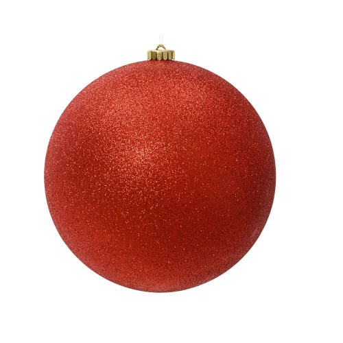 Boule de Noël pailletée, coloris rouge - D. 14cm