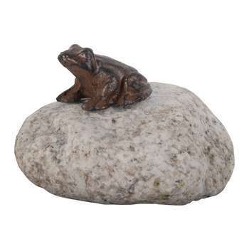 Petit animal sur galet, en fonte H. 9 cm