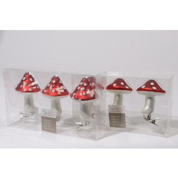Champignon en verre sur clip : lot de 3 pièces