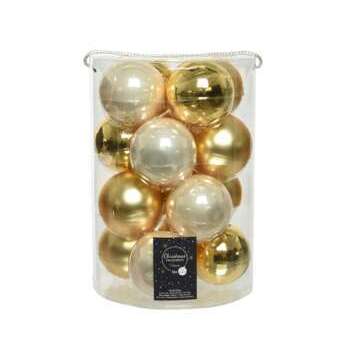 Boule de Noël en verre mix or blanc d8 cm bte x16