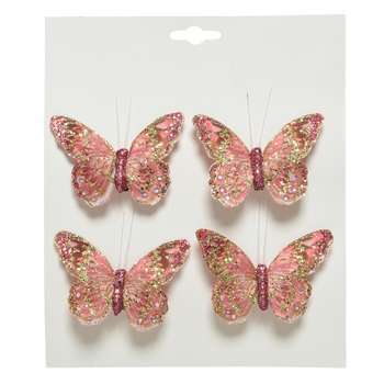 Suspension de Noël en tissu : papillon pailletée à