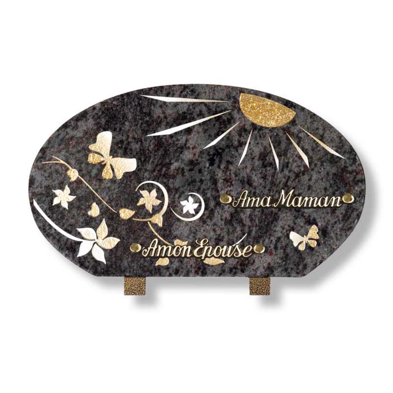 Plaque souvenir en granit 25x35 cm avec décor papi