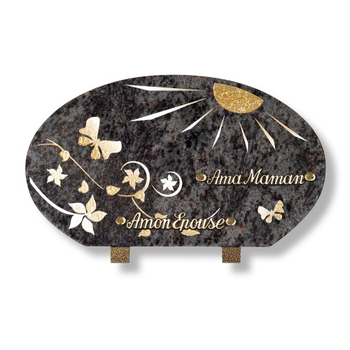 Plaque souvenir en granit 25x35 cm avec décor papi