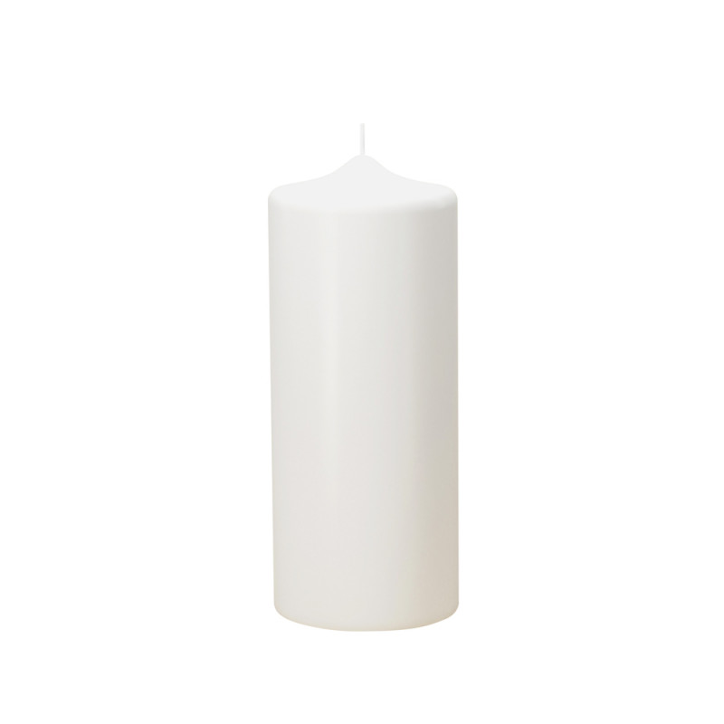 Bougie cylindrique, coloris blanc - H. 15xD. 6cm