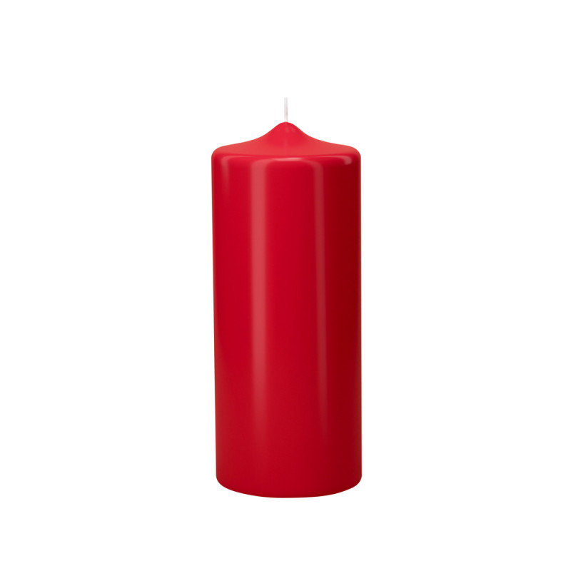 Bougie cylindrique, coloris rouge - H. 15xD. 6cm