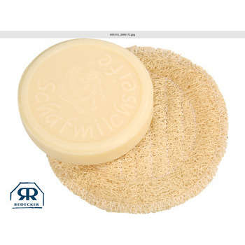 Coussinet à savon rond luffa, beige, d.11cm