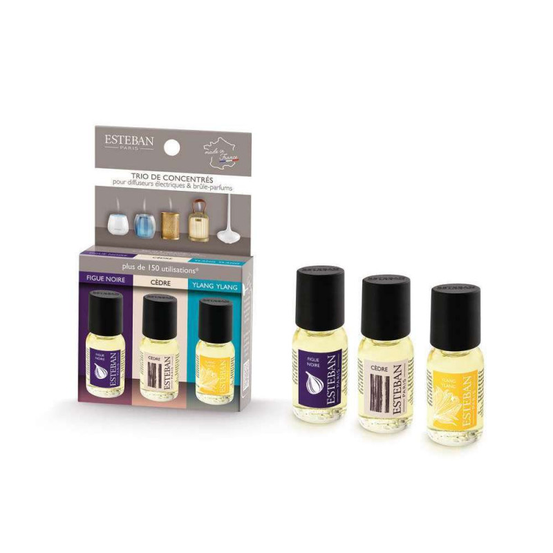 Trio parfums Figue noire, Cèdre, Ylang-ylang