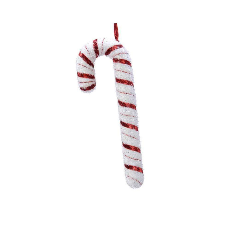 Suspension sucre orge mousse 34cm rouge blanc